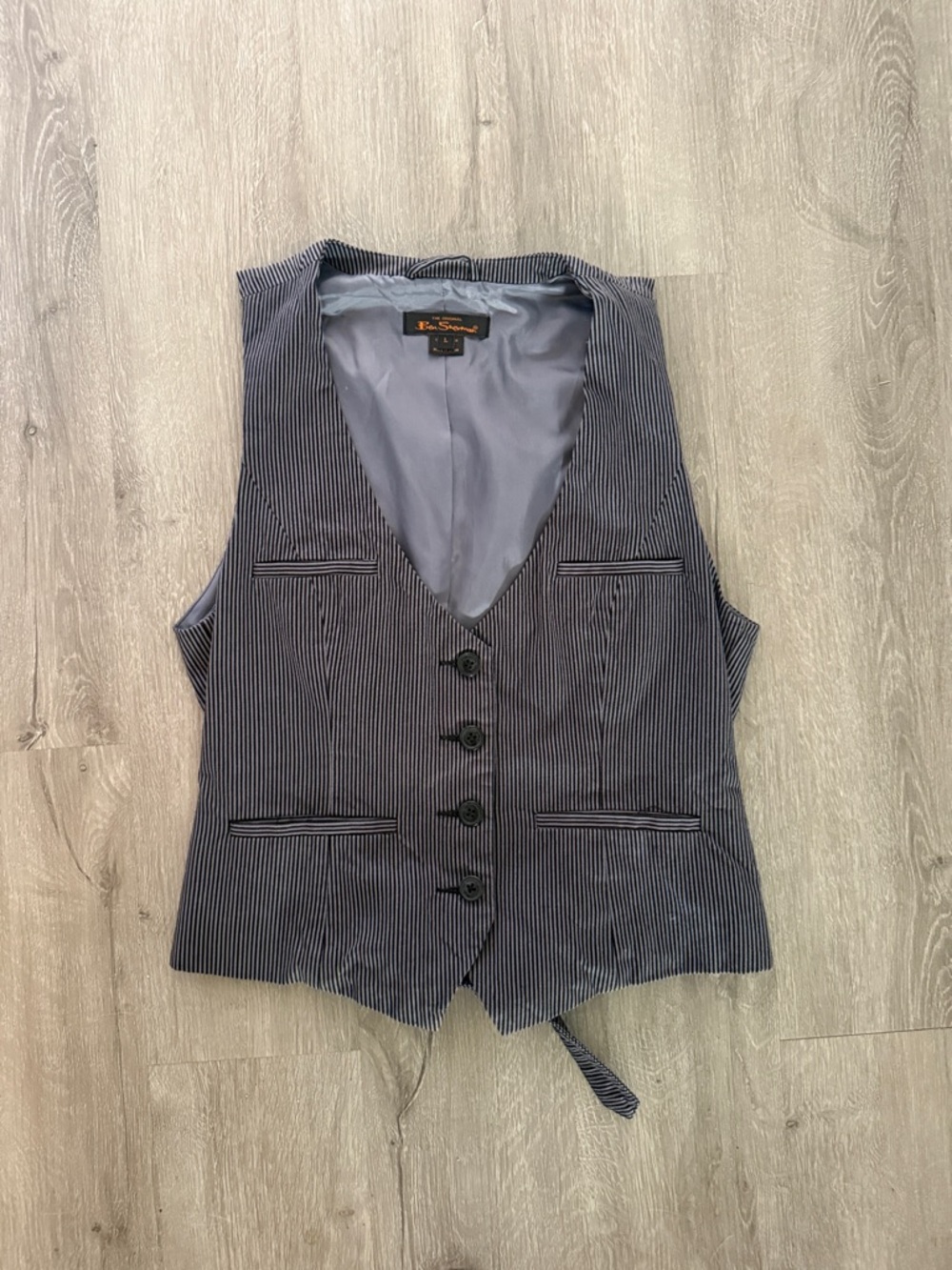 Ben Sherman Vintage Striped Navy Lined Vest L